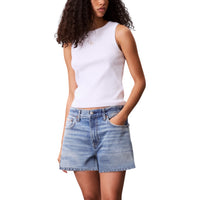 Image 5 : Débardeur Calvin Klein Jeans bleu azur femme détail matière coton élasthanne — delvale