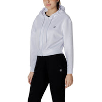 Image 2 : Sweat zippé à capuche crop Armani Exchange blanc femme, détail fermeture — Delvale
