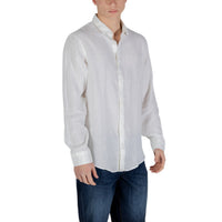 Image 3 : Chemise Armani Exchange homme blanche en lin, vue d'ensemble style moderne — Delvale