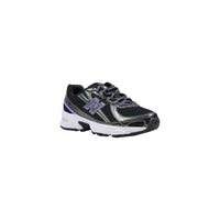 Image 2 : New Balance 740 baskets rétro running femme coloris noir violet, vue de face montrant la silhouette sport-chic — Delvale
