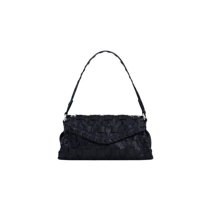 Image 1 : Sac baguette Desigual noir en similicuir tressé avec rabat à pression et anse perforée — Delvale