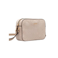 Image 2 : Sac bandoulière Liu Jo compact motif monogramme beige, fermeture éclair dorée et logo Liu Jo en relief — Delvale