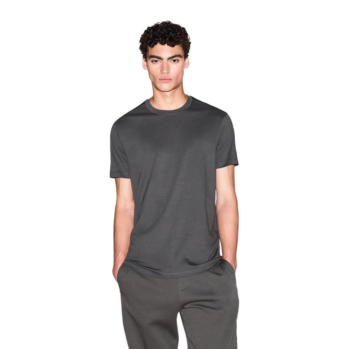 Image 2 : T-shirt Armani Exchange homme vert, détail col rond et manches courtes — Delvale