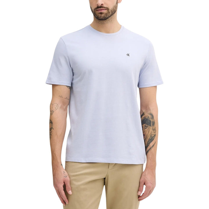 Image 1 : T-shirt Calvin Klein Jeans homme bleu azur col rond manches courtes — Delvale