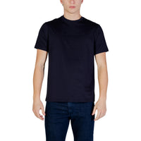 Image 1 : T-shirt Armani Exchange homme bleu en coton, col rond et manches courtes — Delvale