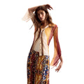 Desigual Chemise Femme Beige Motifs Colorés Manches Longues