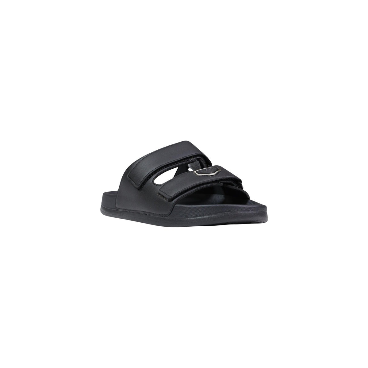 Image 2 : Sandales Antony Morato noir semelle moulée et brides velcro, vue de trois quarts — Delvale
