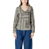 Image 1 : Blouse verte imprimée Jacqueline De Yong manches longues encolure V — delvale