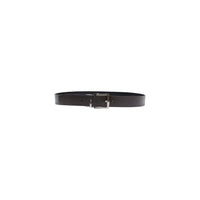Image 1 : Ceinture en cuir marron Tommy Hilfiger homme avec boucle rectangle argentée, vue de face sur fond blanc — Delvale