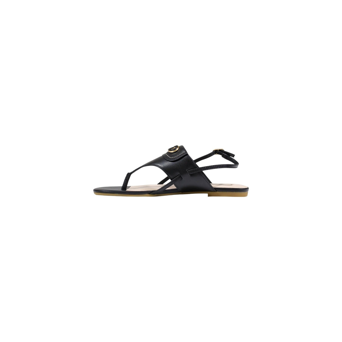 Image 3 : Paire de sandales plates Liu Jo cuir noir, semelle intérieure beige naturel, fond blanc — Delvale