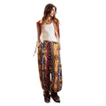 Desigual Pantalon Femme Moutarde Motif Coloré avec Ceinture