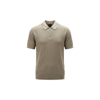Polo Armani Exchange homme beige – détail col et fermeture éclair