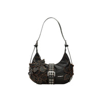 Image 1 : Sac hobo Desigual marron avec appliques florales en relief sculptural — delvale