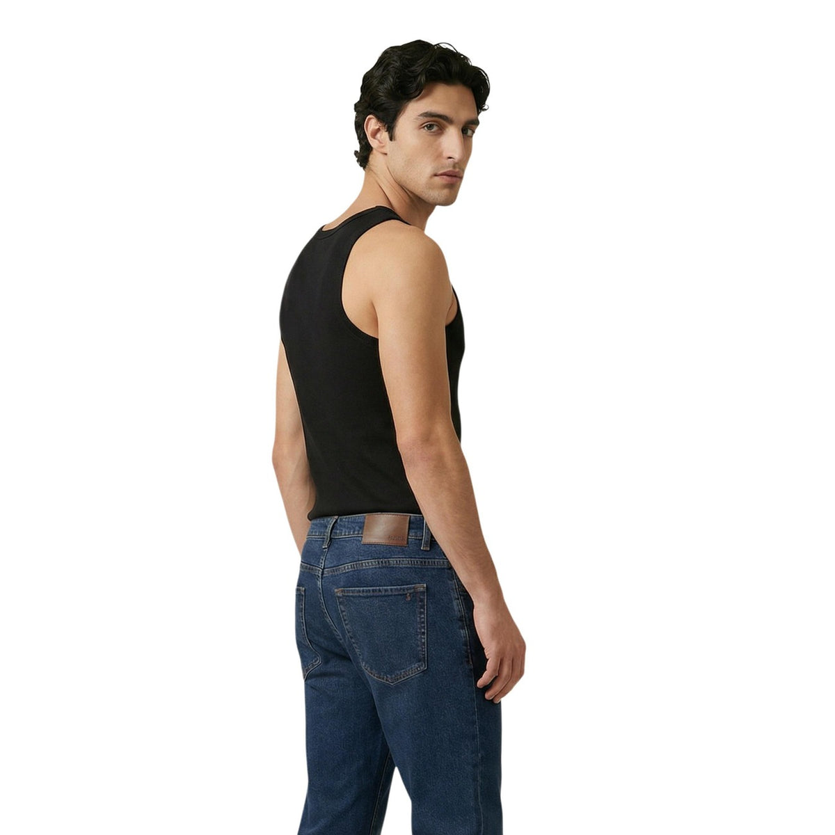 Image 2 : Débardeur Calvin Klein Jeans homme noir, détail du col rond et logo — Delvale