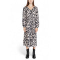 Jacqueline De Yong Jurk Dames Grijs Luipaardprint Lange Mouwen