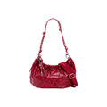 Desigual Sac à Main Femme Rouge Verni Froncé Anse Torsadée