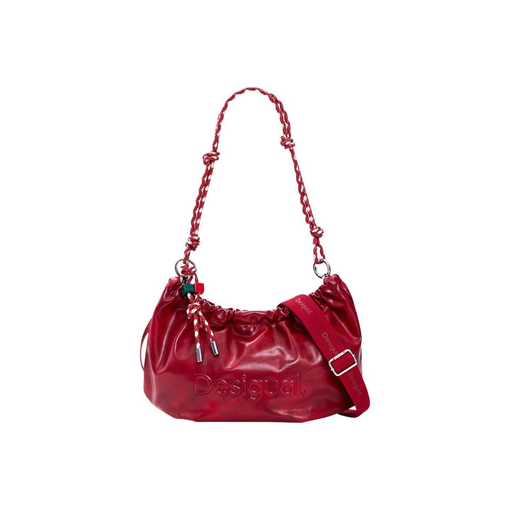 Image 1 : Sac à main Desigual rouge verni avec effet froncé et anse torsadée élégante — delvale