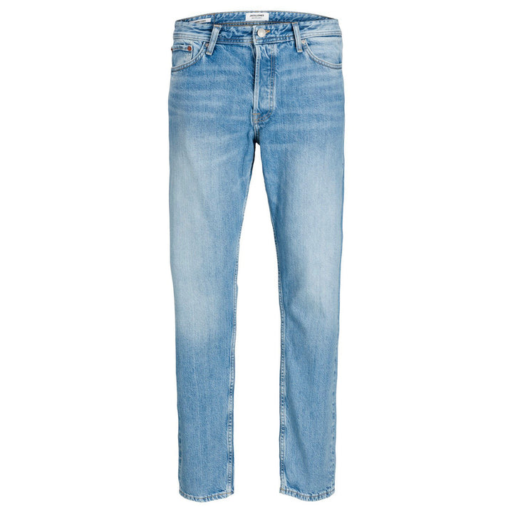 Image 1 : Jean homme Jack & Jones bleu monochrome, vue face, fermeture zip et bouton — delvale