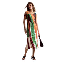 Image 1 : Robe Desigual femme marron à rayures sans manches, coupe décontractée — Delvale