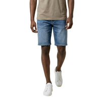 Image 1 : Bermuda Replay homme bleu azur en coton stretch, vue de face — Delvale