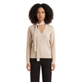 Liu Jo Pull Femme Col V Côtelé avec Lien Lavallière Beige