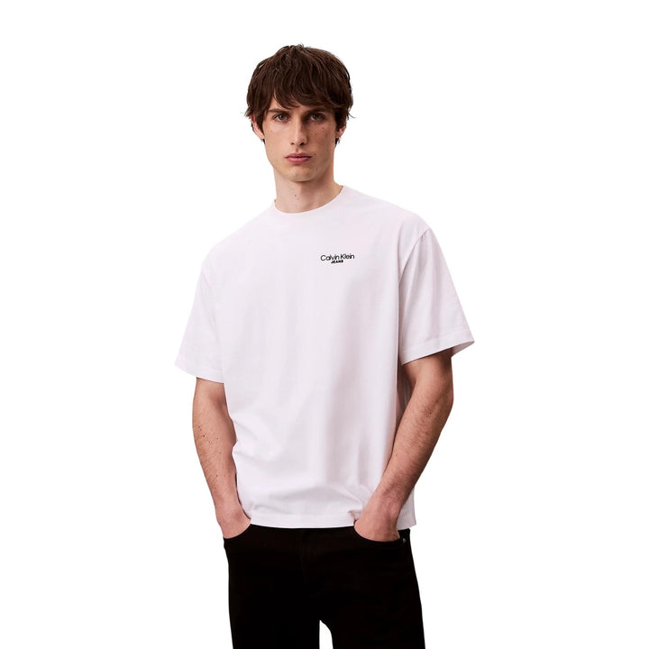 Image 1 : T-shirt homme Calvin Klein Jeans blanc col rond en coton, vue face — delvale