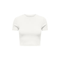 Image 2 : Détail du t-shirt Only beige femme, coupe classique en coton bio — delvale