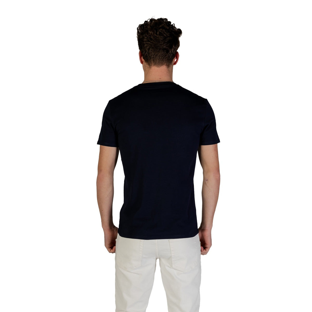 Image 2 : T-shirt homme Guess bleu coupe moderne manches courtes vue de face — Delvale