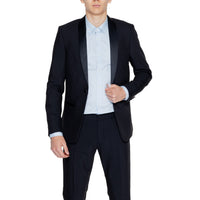 Image 3 : Vue trois-quarts du smoking Antony Morato homme, coupe slim fit ajustée, col satin brillant — Delvale