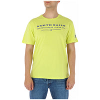Image 1 : T-shirt homme North Sails jaune vif à imprimé logo Newport Rhode Island marine, porté de face sur fond blanc — Delvale