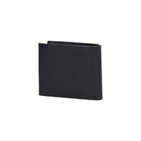 Image 2 : Vue de face du portefeuille Tommy Hilfiger cuir noir texturé avec finition piqûre périmétrique et badge logo — Delvale
