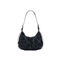 Desigual Sac Hobo Femme Noir Matelassé Appliques Roses Sculptées
