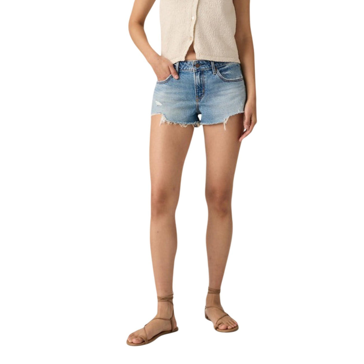 Image 1 : Short Levis® femme bleu azur en coton avec fermeture zip — delvale