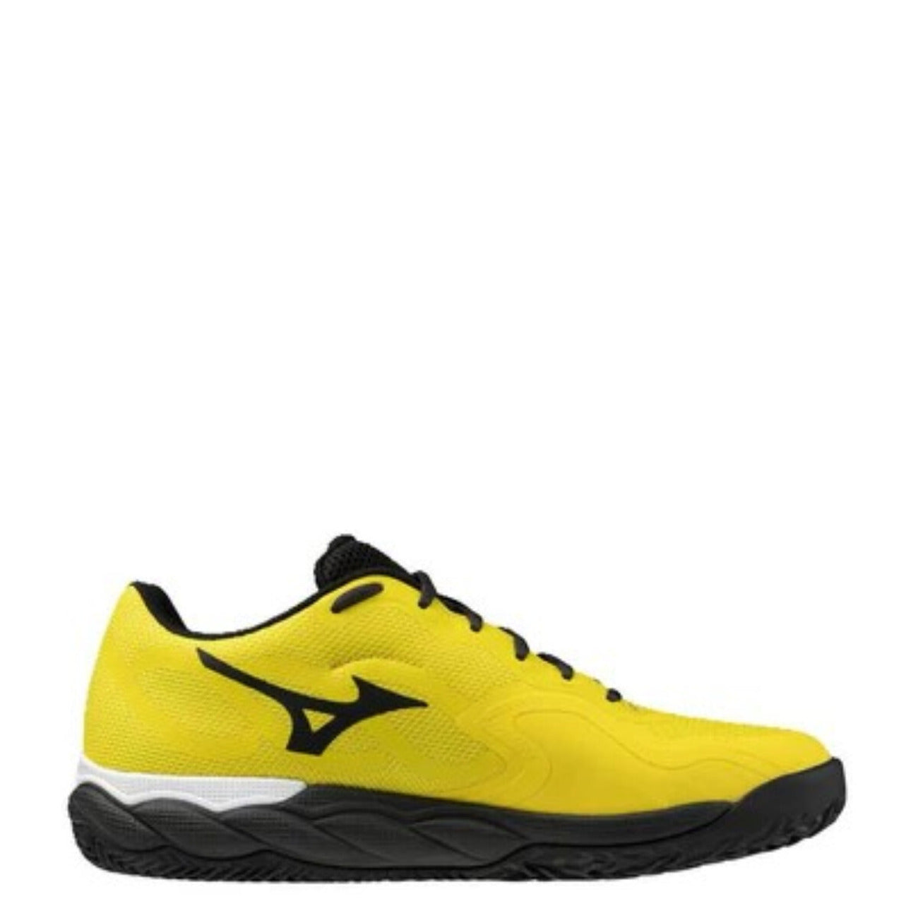 Chaussure de tennis Mizuno homme jaune et noir – vue latérale (logo Mizuno noir)