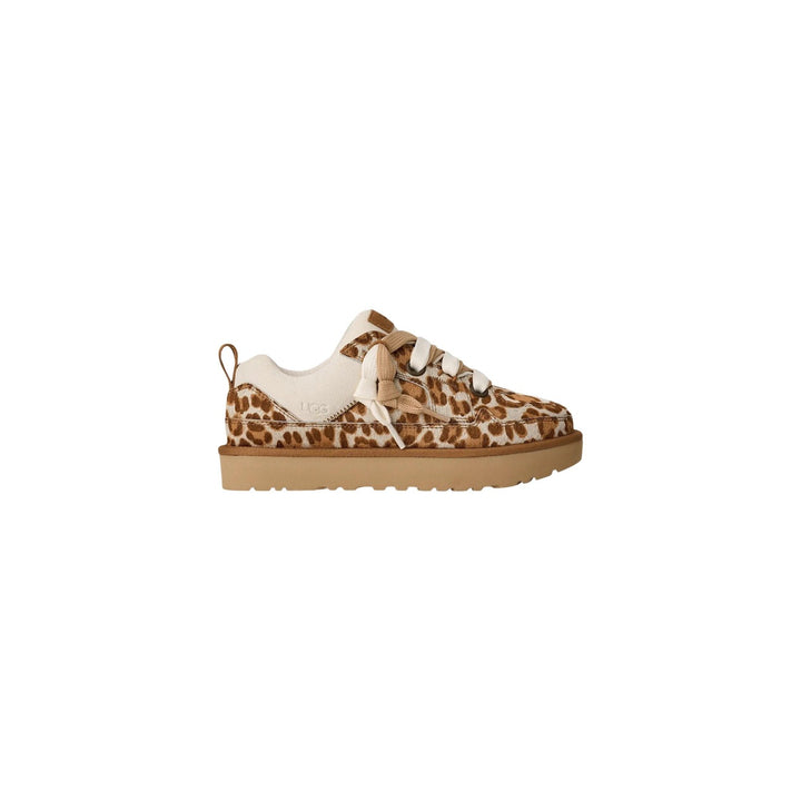 Image 1 : Baskets Ugg femme beige motif léopard en chamois avec lacets — delvale