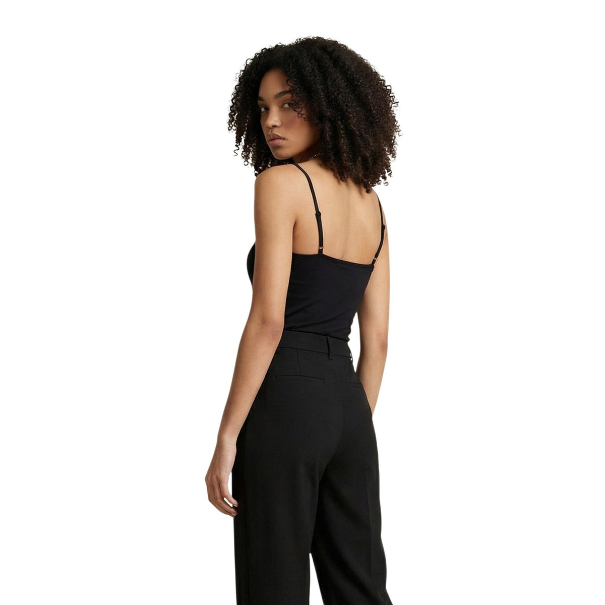 Image 3 : Débardeur Guess femme noir premium vue de profil, coupe ajustée — delvale