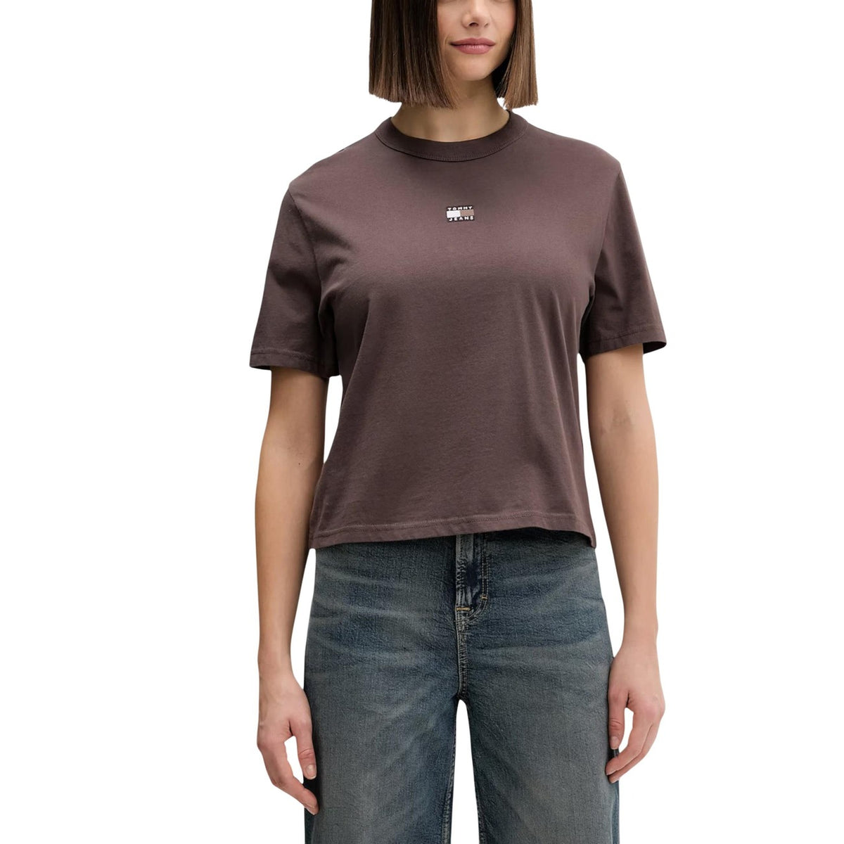 Image 7 : T-shirt Tommy Hilfiger Jeans rose femme manches courtes vue d'ensemble — delvale