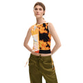 Desigual Top Femme Orange Floral Sans Manches Col Rond