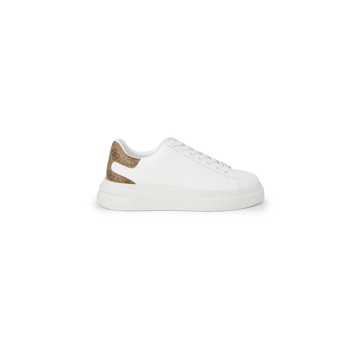 Image 1 : Baskets Guess homme blanches avec détail marron signature au talon et fermeture lacets — Delvale