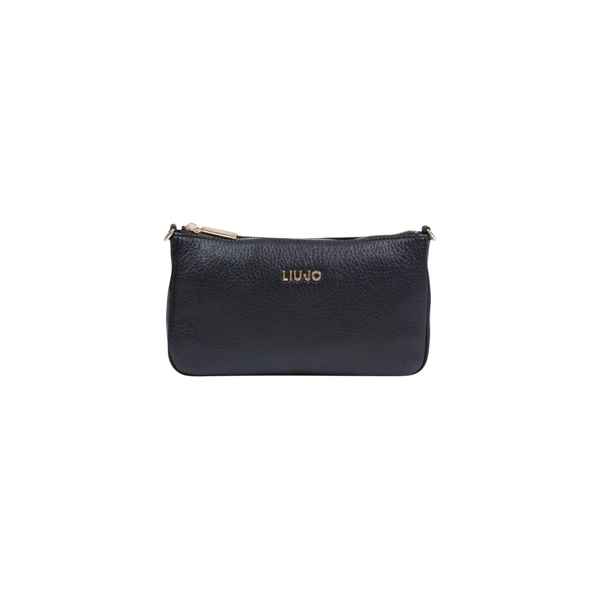 Image 1 : Pochette bandoulière Liu Jo femme noire, vue de face avec logo doré et fermeture zip — Delvale