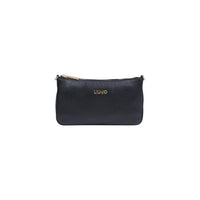 Image 1 : Pochette bandoulière Liu Jo femme noire, vue de face avec logo doré et fermeture zip — Delvale