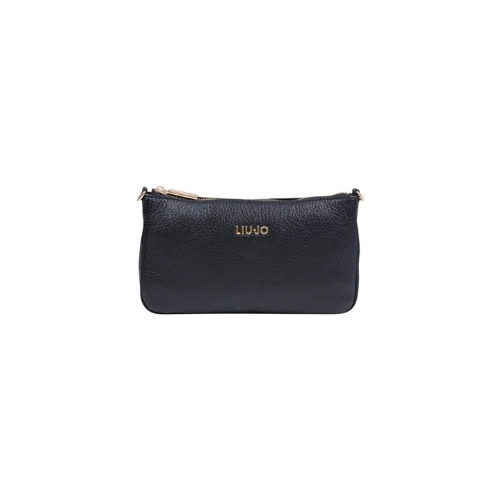 Image 1 : Pochette bandoulière Liu Jo femme noire, vue de face avec logo doré et fermeture zip — Delvale