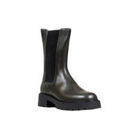 Image 2 : Bottines grises Calvin Klein Jeans pour femme en cuir, vue de profil montrant la silhouette élégante — delvale