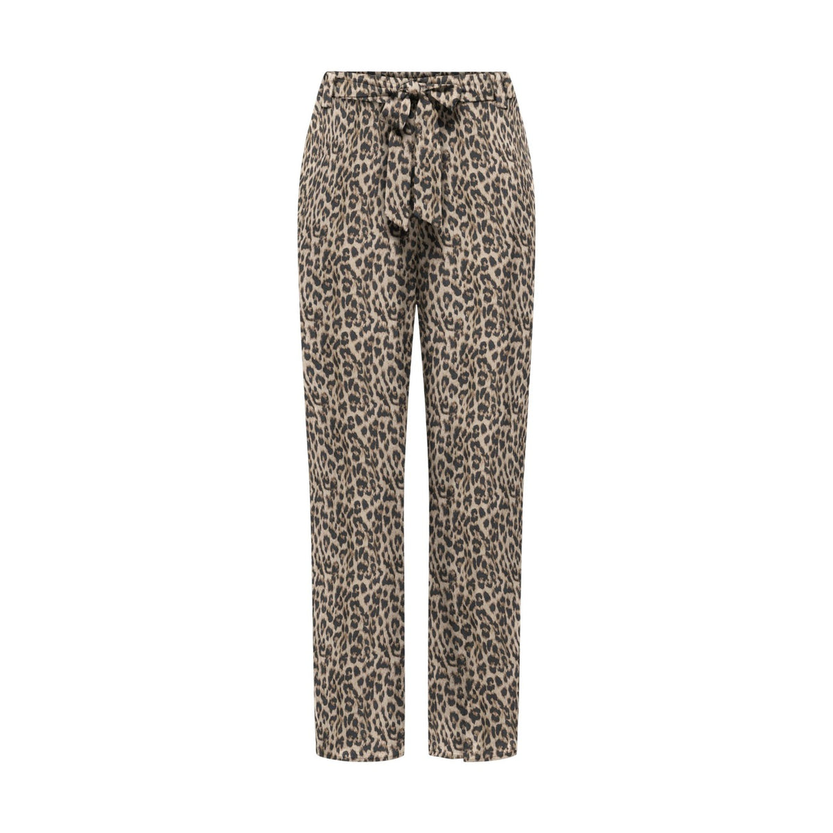 Image 1 : Pantalon palazzo Only imprimé léopard beige et anthracite, vue de face sur fond blanc — Delvale