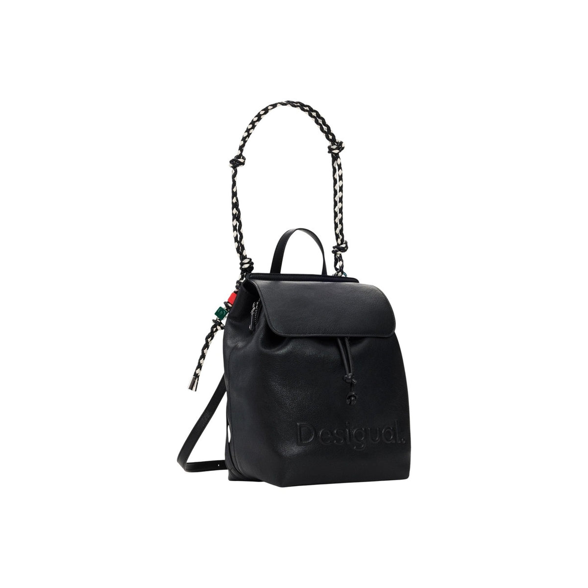 Image 2 : Détail du sac Desigual noir mat avec breloques métalliques et finitions premium — delvale