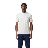 Polo Armani Exchange homme blanc viscose stretch fermeture éclair col polo logo AX brodé — vue de face portée — Delvale