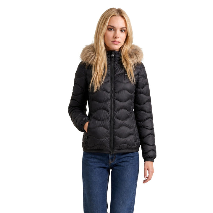 Image 1 : Veste femme Blauer. noire zippée coupe ajustée, vue de face — Delvale