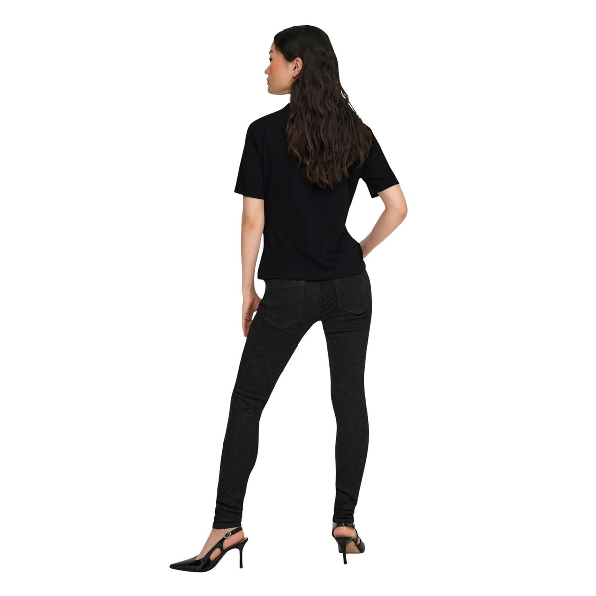 Image 3 : Vue arrière t-shirt Only femme noir manches courtes — delvale