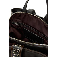 Image 2 : Détail sac à dos Desigual noir polyester patiné avec boucles métalliques et doublure prune — delvale