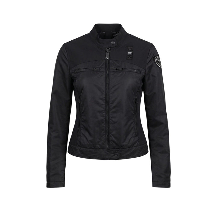 Image 1 : Veste Blauer femme noire col montant avec fermeture éclair — delvale